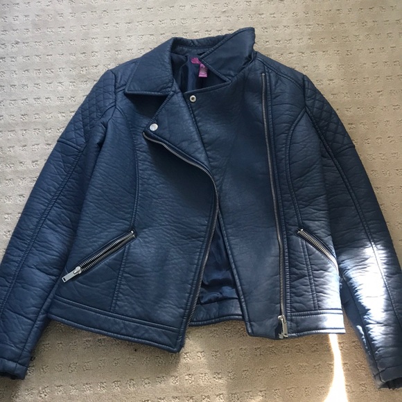 Aqua Pleather Jacket - Picture 1 of 3